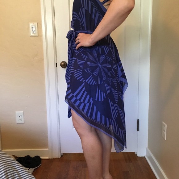 BCBGMAXARIA blue asymmetrical dress - Picture 3 of 8